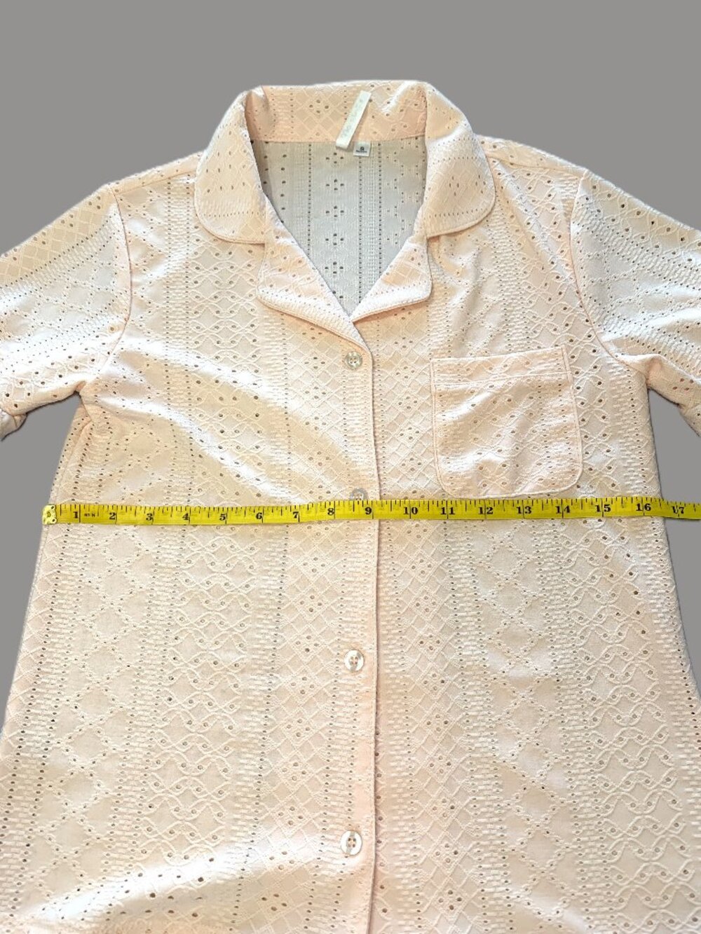 Never Worn Peach Women Pajamas Shorts Sleeves Top/Shorts Ruffles Size S - Picture 5 of 11